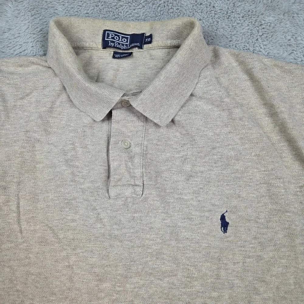 Polo Ralph Lauren Polo Shirt Mens XXL Short Sleeve Pique Pony Logo Tan Heather